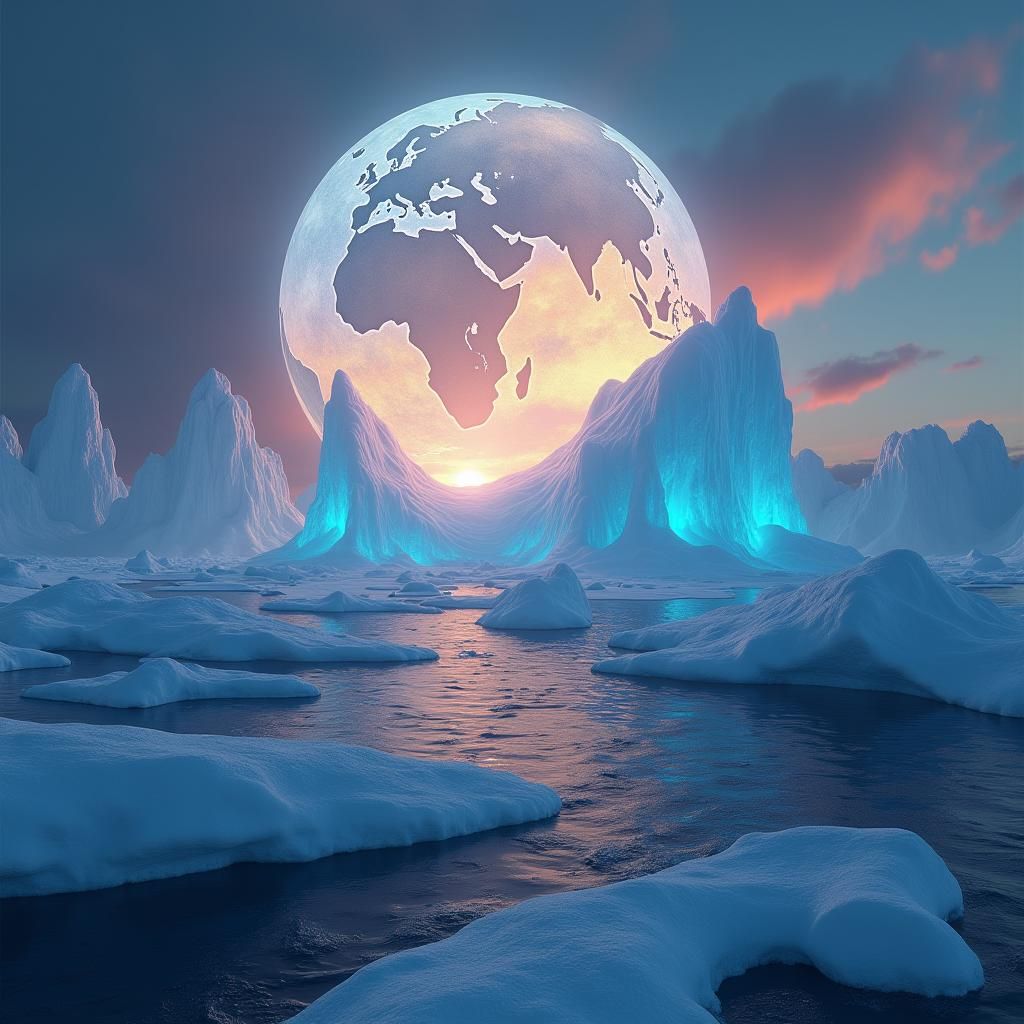 Arctic Ocean Globe: Ethereal Matte Painting