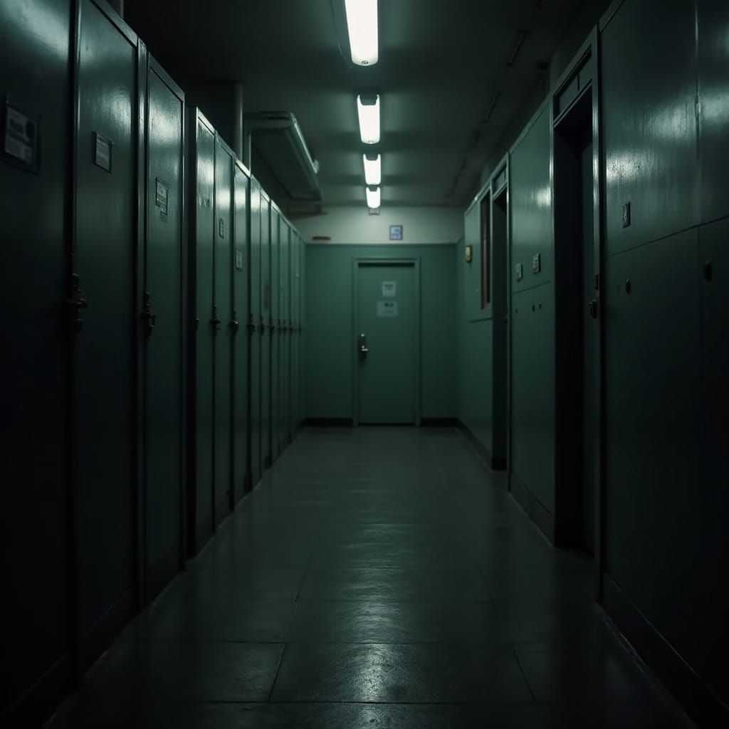 Deserted Restroom at Night in Edward Hopper Style