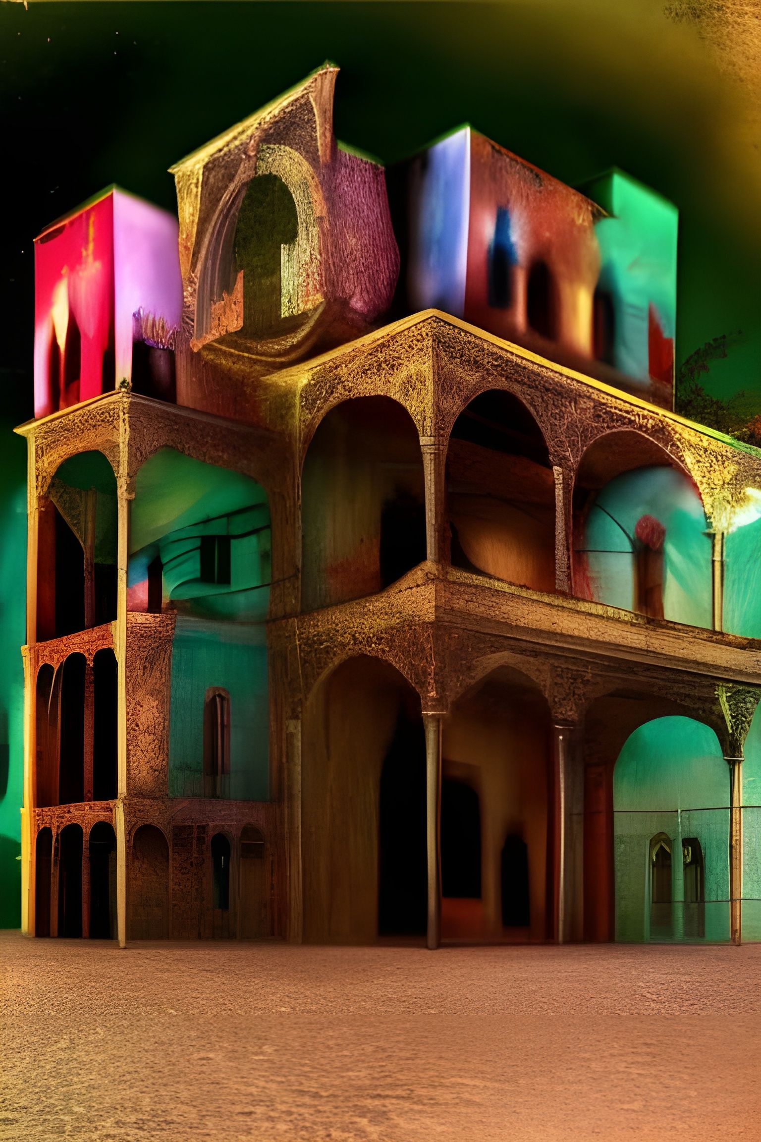 Extravagant Haunted House: 3D Render in Eerie Style