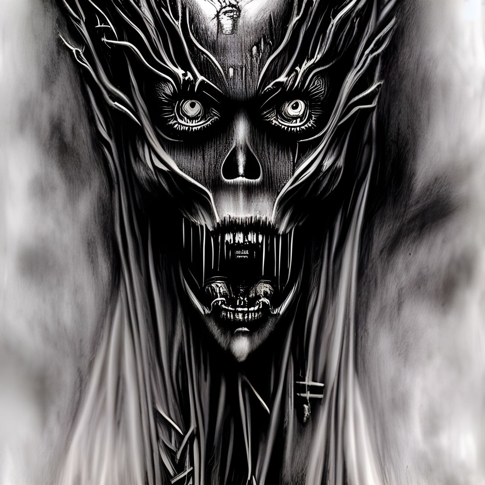 Dark Demonic Wraith in Gothic Film Noir Style