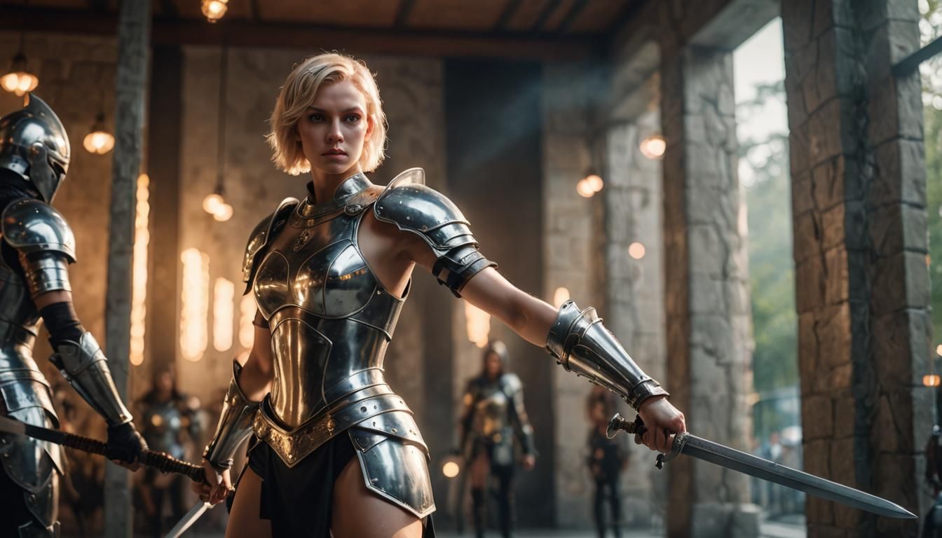 Female Warrior in Bikini Armor, Photorealistic Portrait