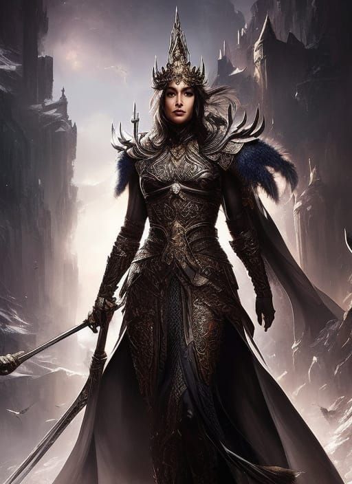 Queen in Intricate Shining Armor Digital Art