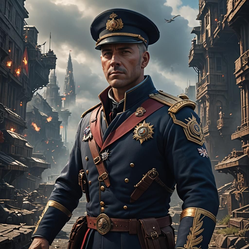 Futuristic Portrait of British Captain in 8K