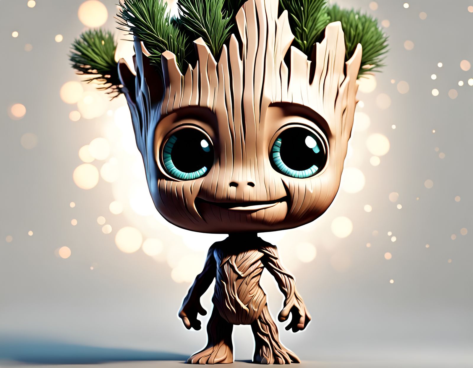 Festive Chibi Groot Celebrates Christmas in 3D