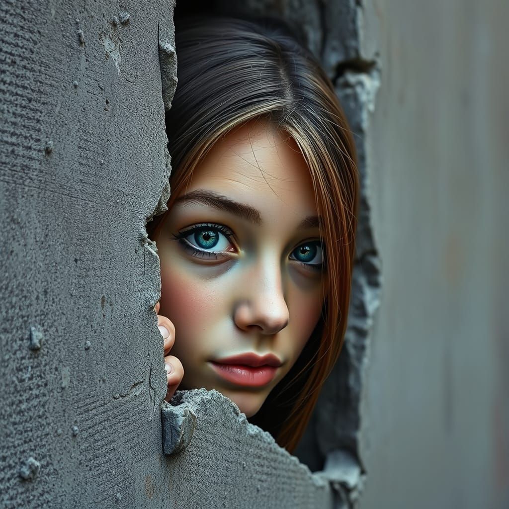 Hyperrealistic Trompe L'oeil Street Art of a Young Woman