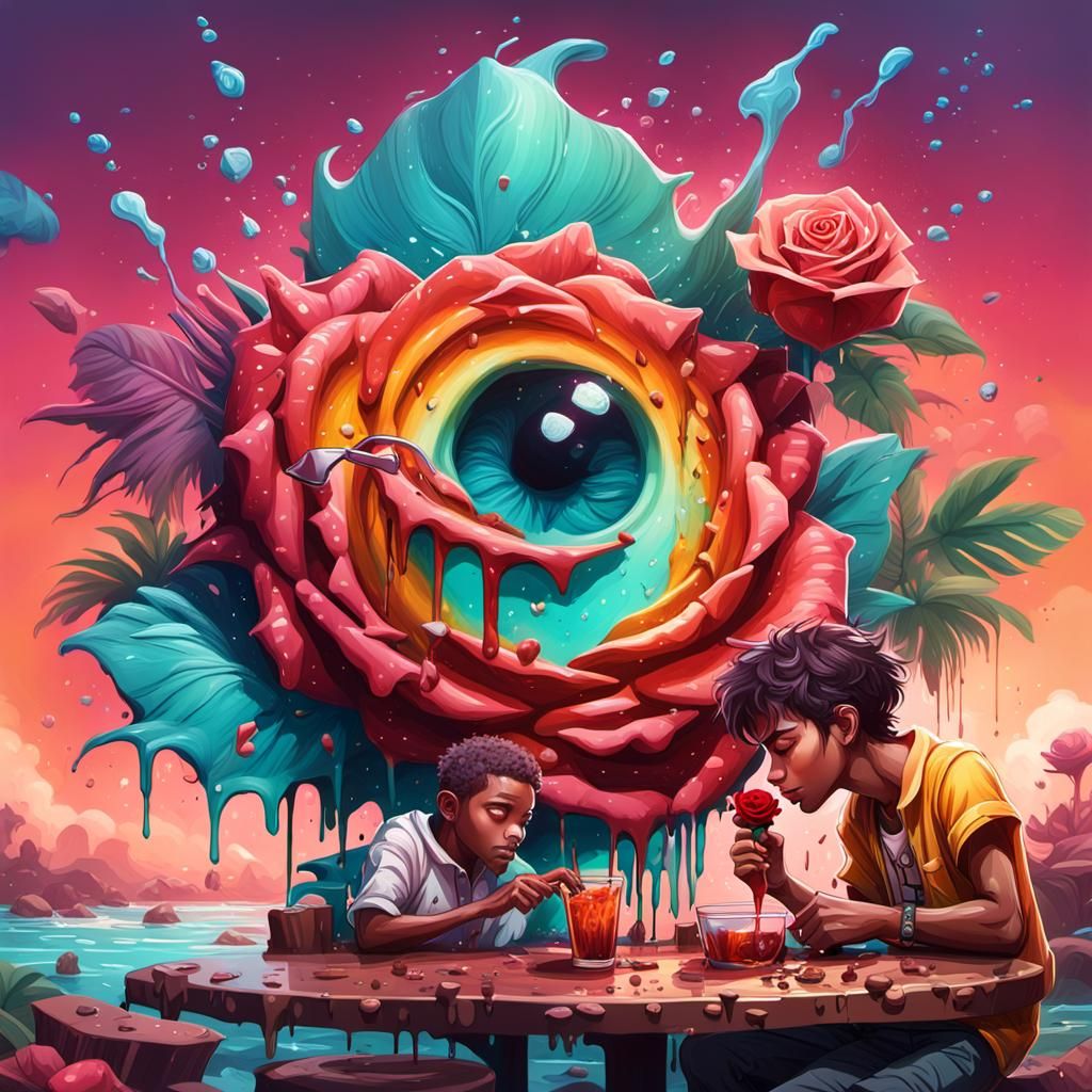 Tropical Beach Bar with Fantasy Creature: Splash Art