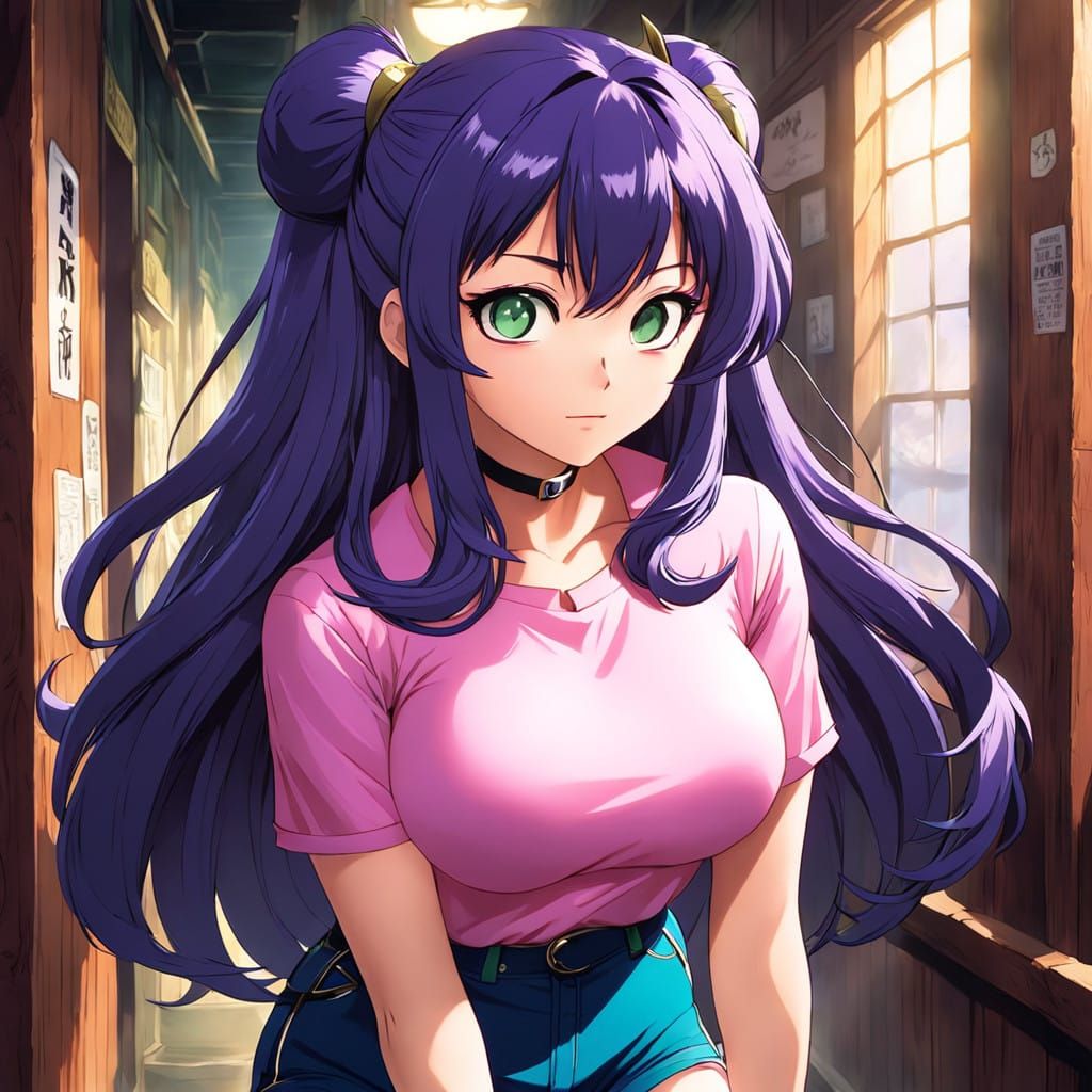 Anime-Inspired Vampire Girl in Whimsical School Setting