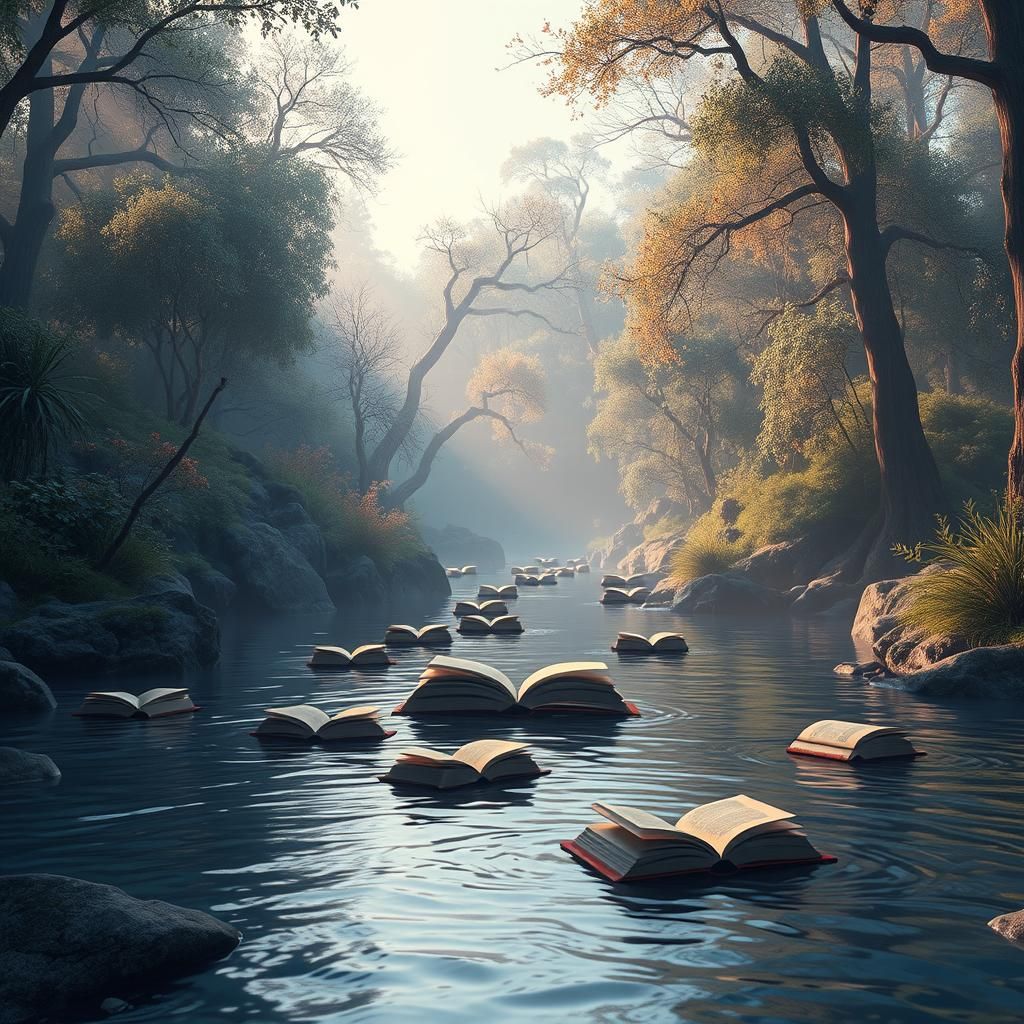 Enchanted River of Stories in a Forest