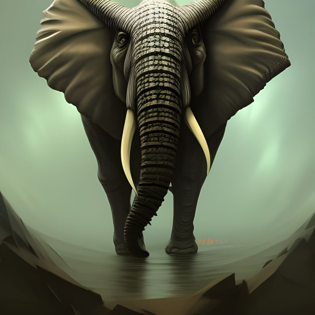 Eldritch Elephant Portrait in Hyperdetailed Style