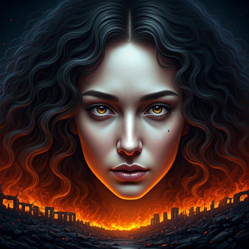 Ethereal Beauty Rises from Ashes in Nocturnal Glow