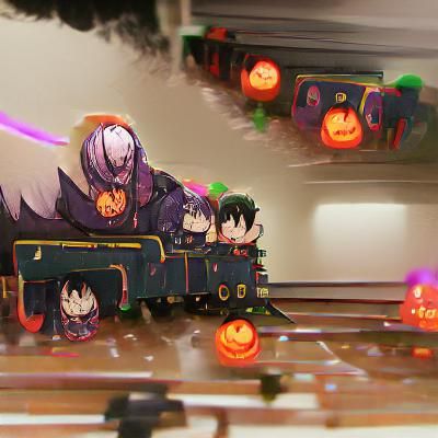 Halloween Train Journey Through a Haunted Landscape