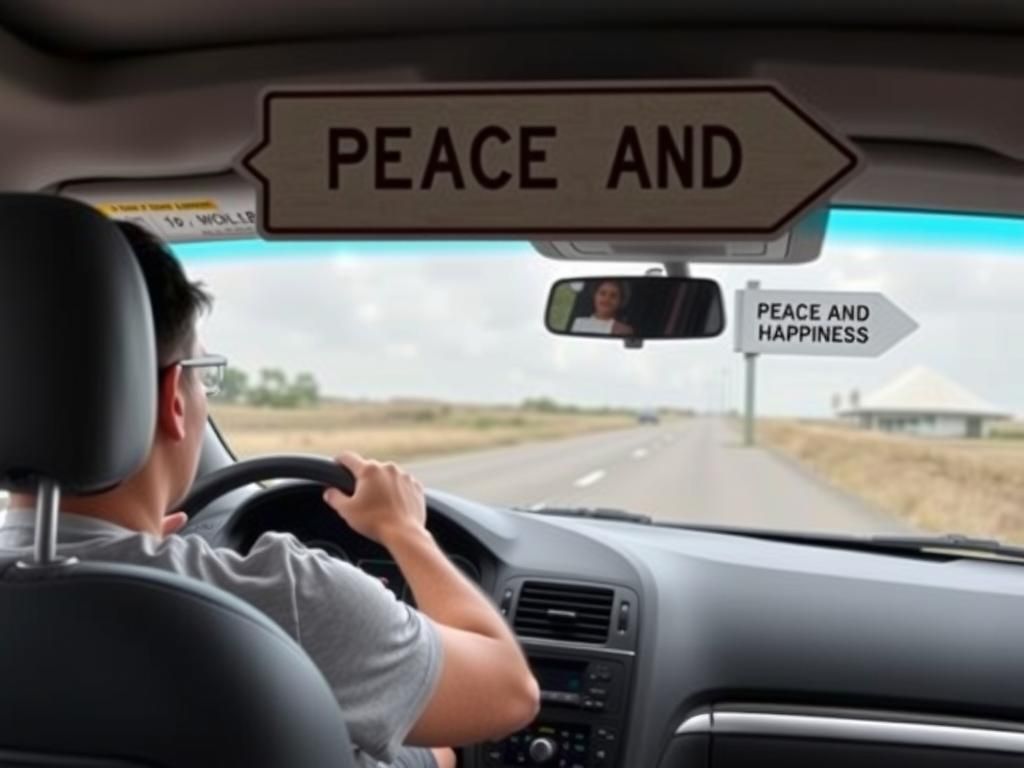 Crossroads Sign Points to Peace and Happiness