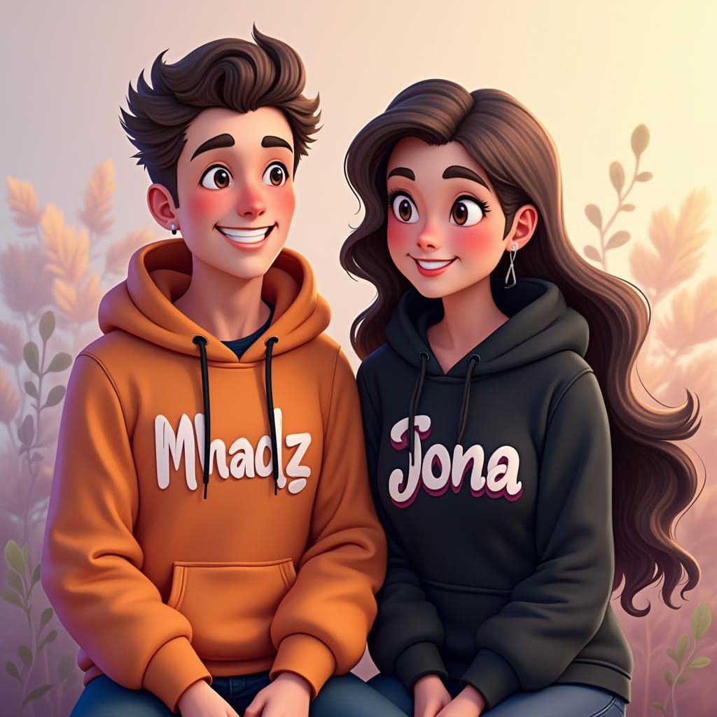 Charming Couple in Disney-Style 3D Painting