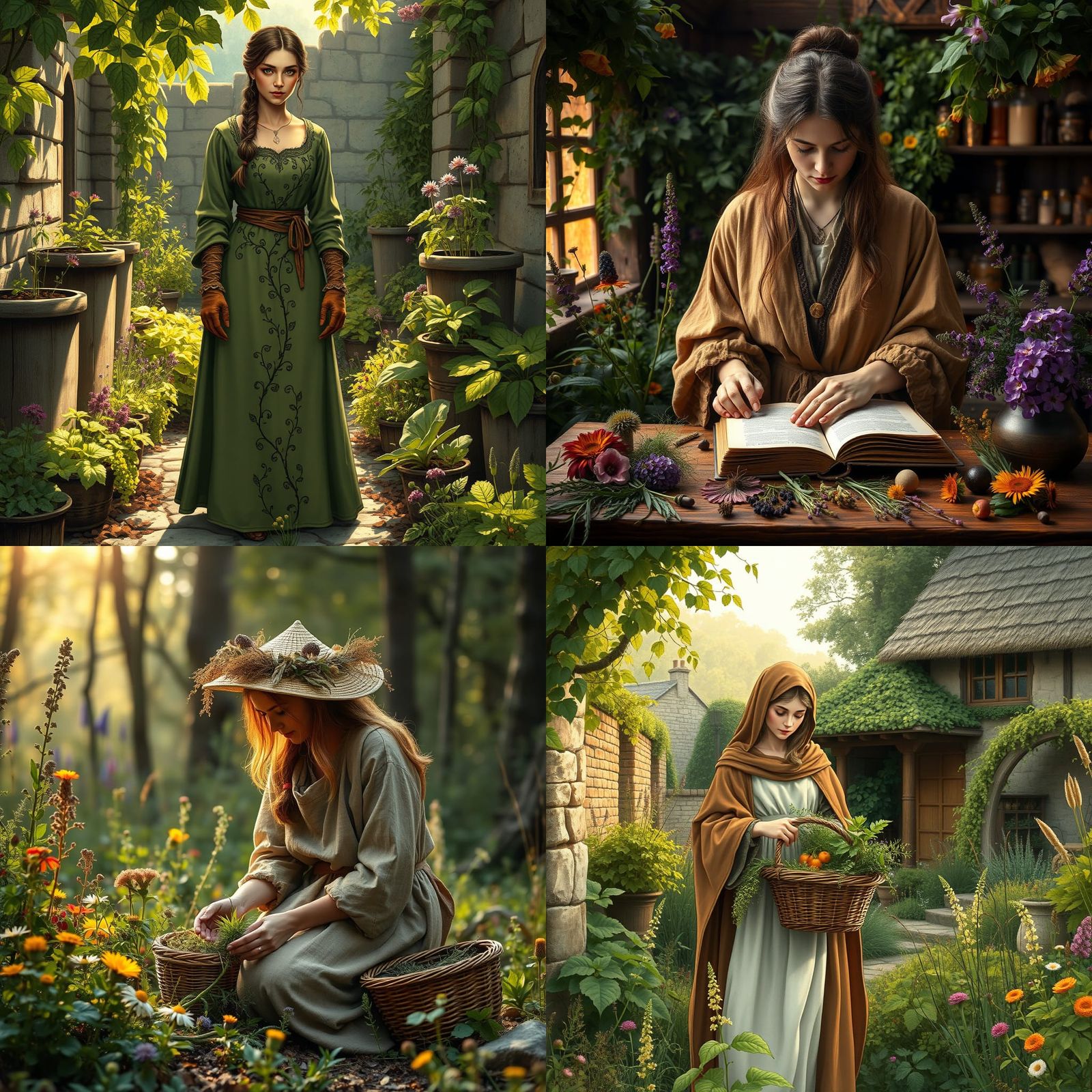 Medieval Female Herbalist in Ancient Botanical Study