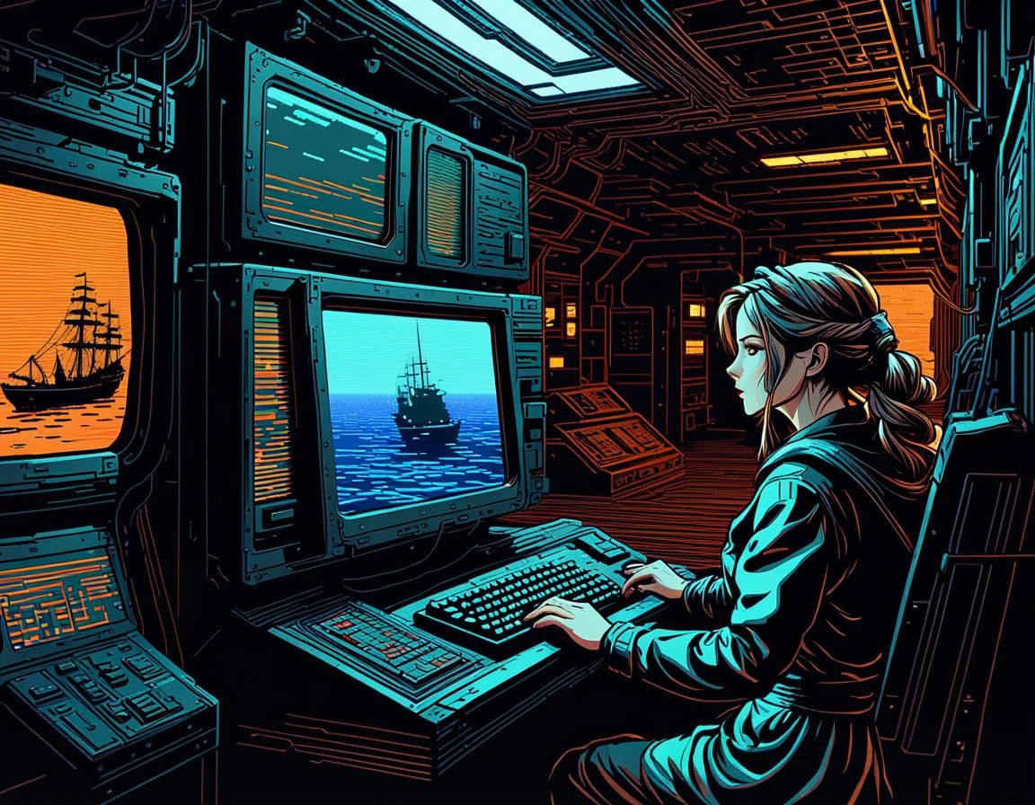 Dutch Girl Sneaking on Ship: Ascii Art