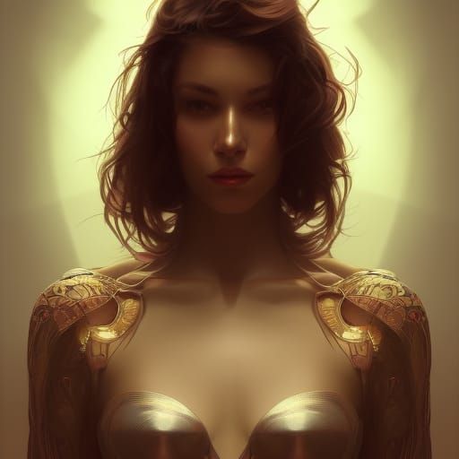 Hyperrealistic Studio Portrait of a Woman in Triadic Colors