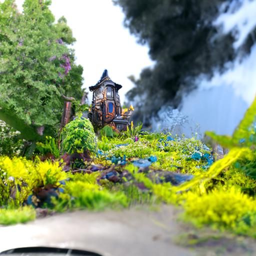 Old House Garden with Fireflies: Detailed Matte Painting