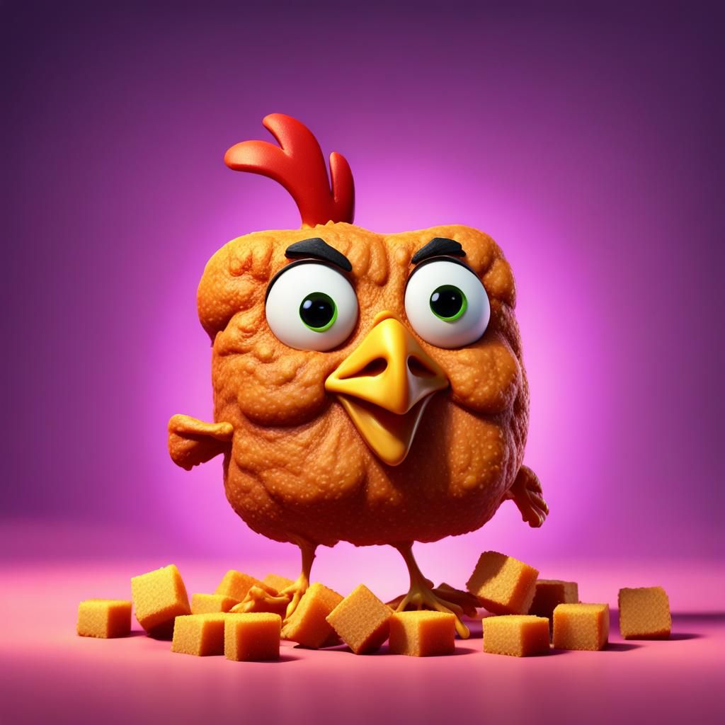 a chicken nugget with a face