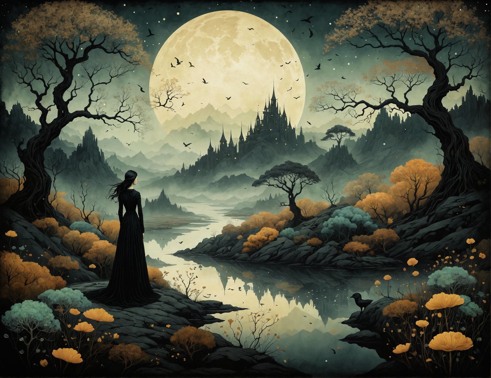 Ethereal Surreal Fantasy Landscape with Muted Colors