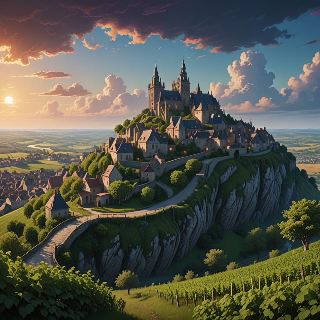 Surreal French Countryside at Dusk