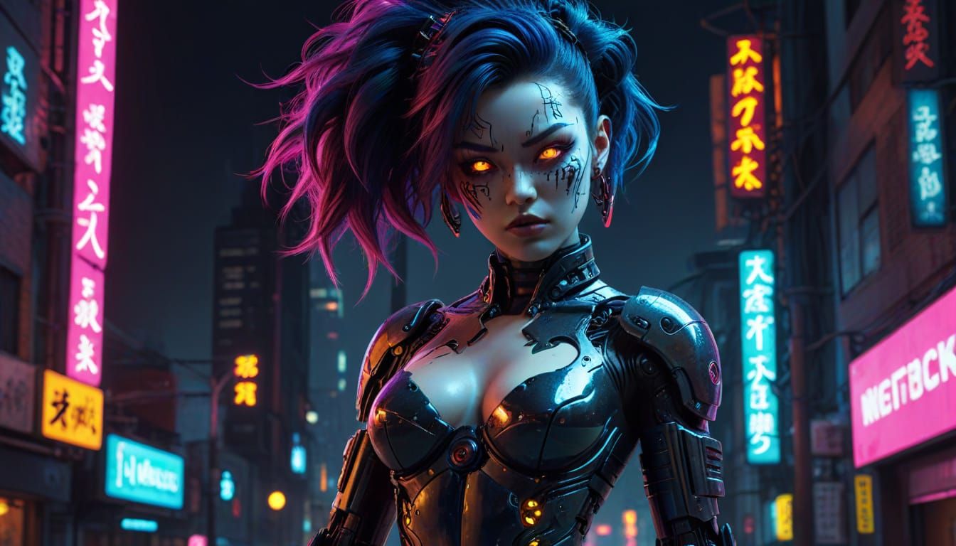 Japanese Cyborg Robot in Gothic Pinup Pose