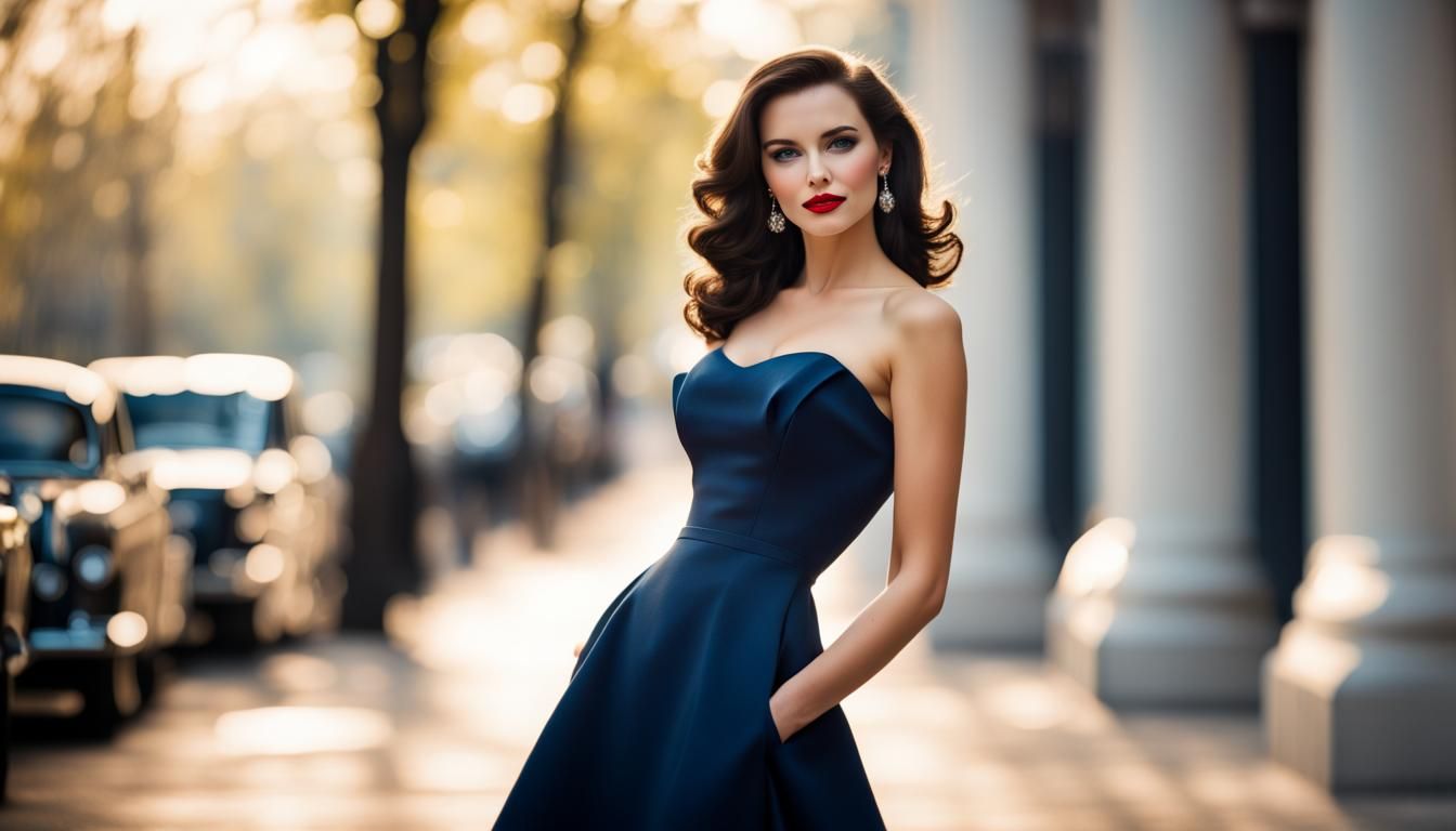 Brunette in 1950s Dior Dress, Professional Photography