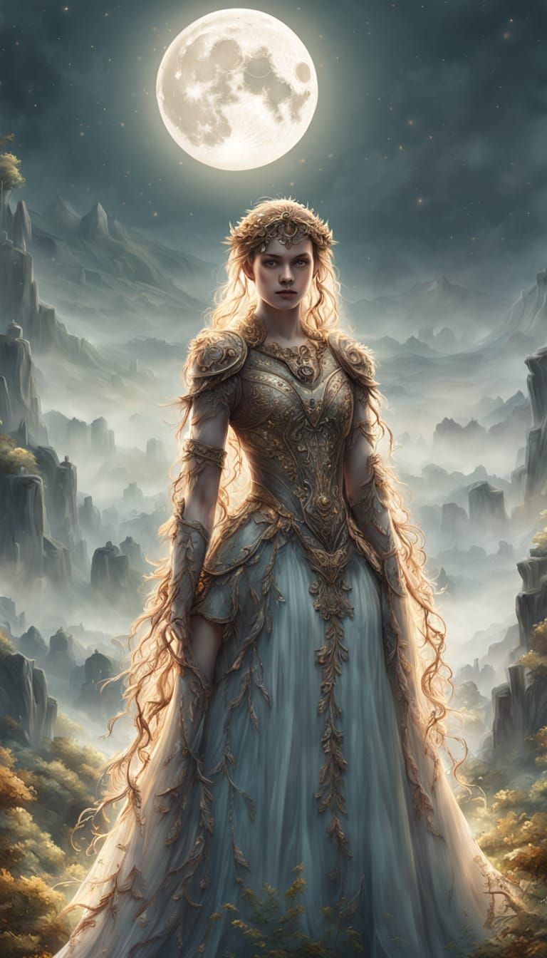 Mysterious Figure Backlit by Moon in Cinematic Glow