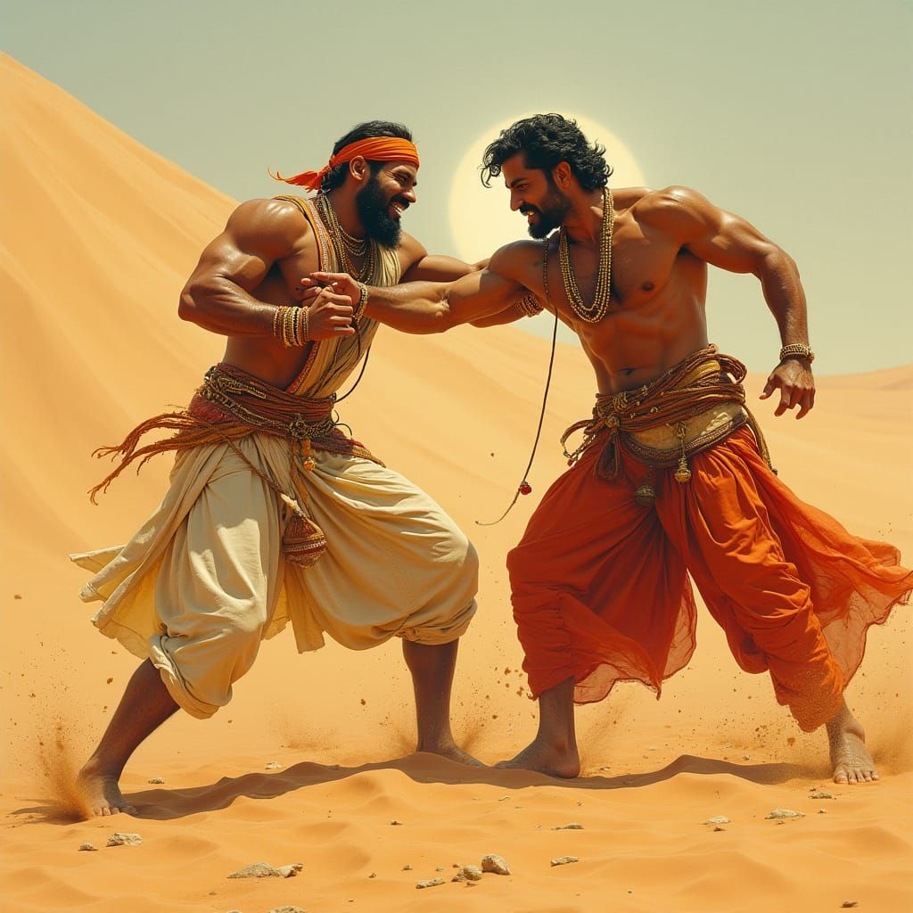 Intense Desert Battle in Gritty Realistic Style