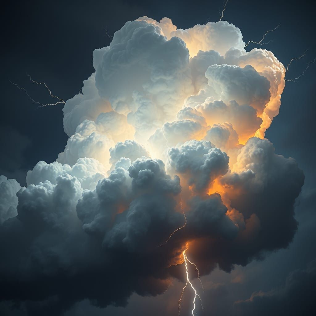 Stormy Cloudscape with Electric Lightning