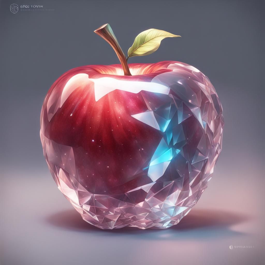 Crystal Apple Portrait in Hyperdetailed Digital Art
