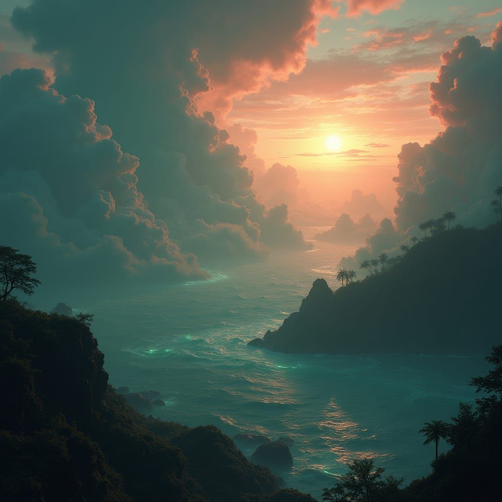 Ethereal Planet Radiates Glowing Atmosphere in Vibrant Sunse...