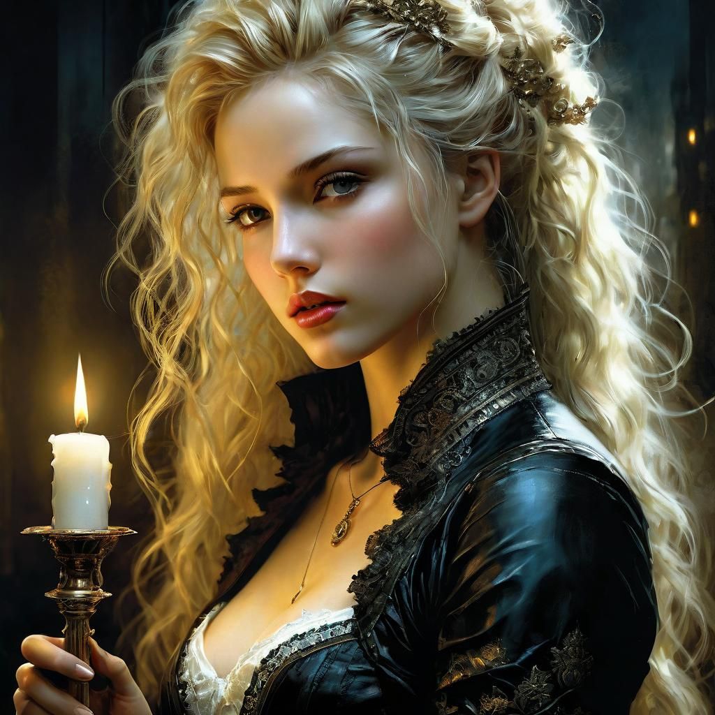 Victorian Woman in Candlelight: A Dark Fantasy Portrait