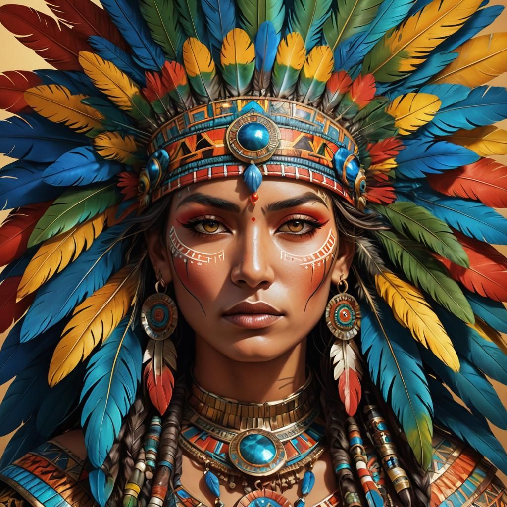 Aztec Goddess Portrait in Ultra-Realistic Digital Art