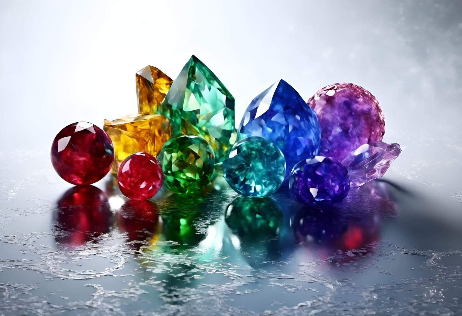 Gemstone Orbs: Sapphire, Ruby, and Emerald