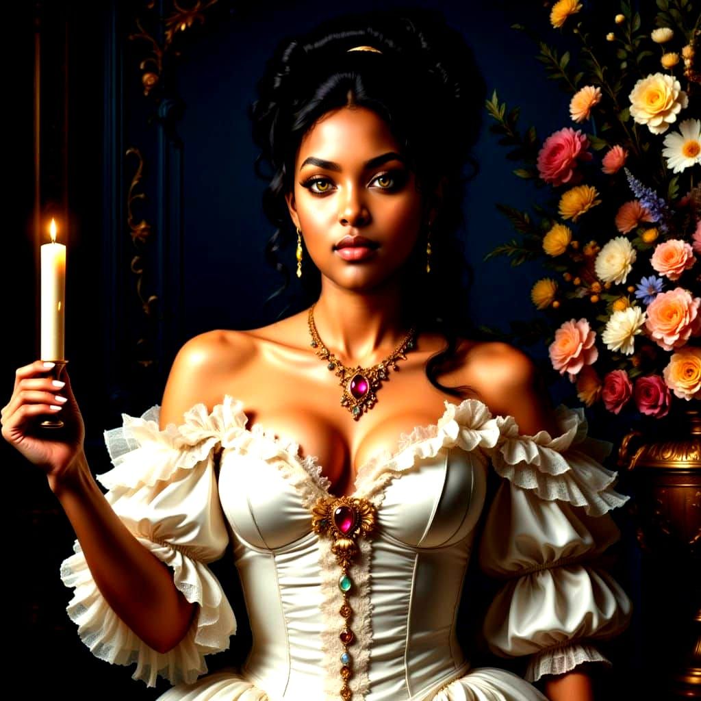 Elegant Woman in Rococo Beauty with Dark Goo Flux and Hyperk...