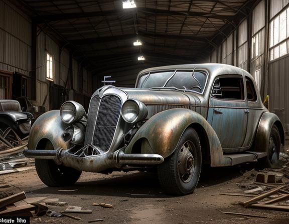 barnfind of a rusty patina parts missing 1930s era Auto Unio...