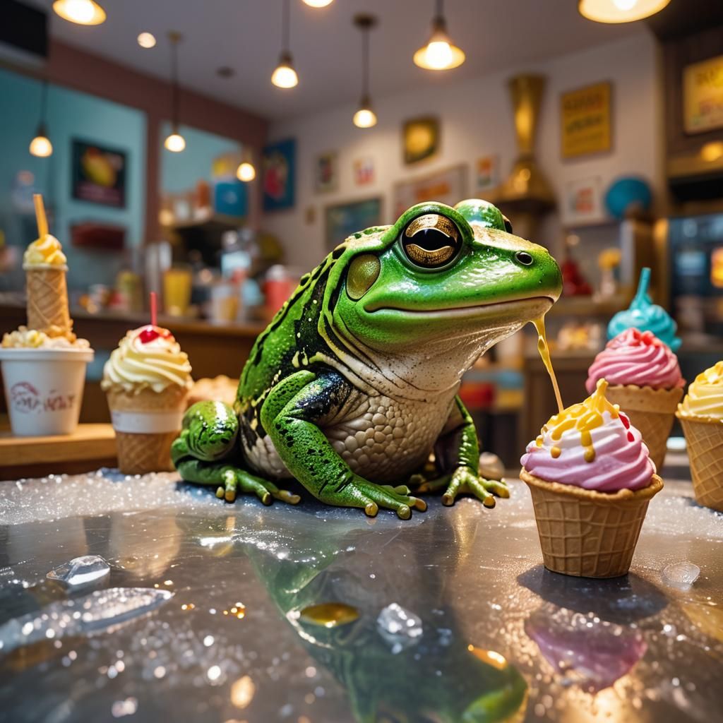 Lazy Frog and Golden Ice Cream Cone
