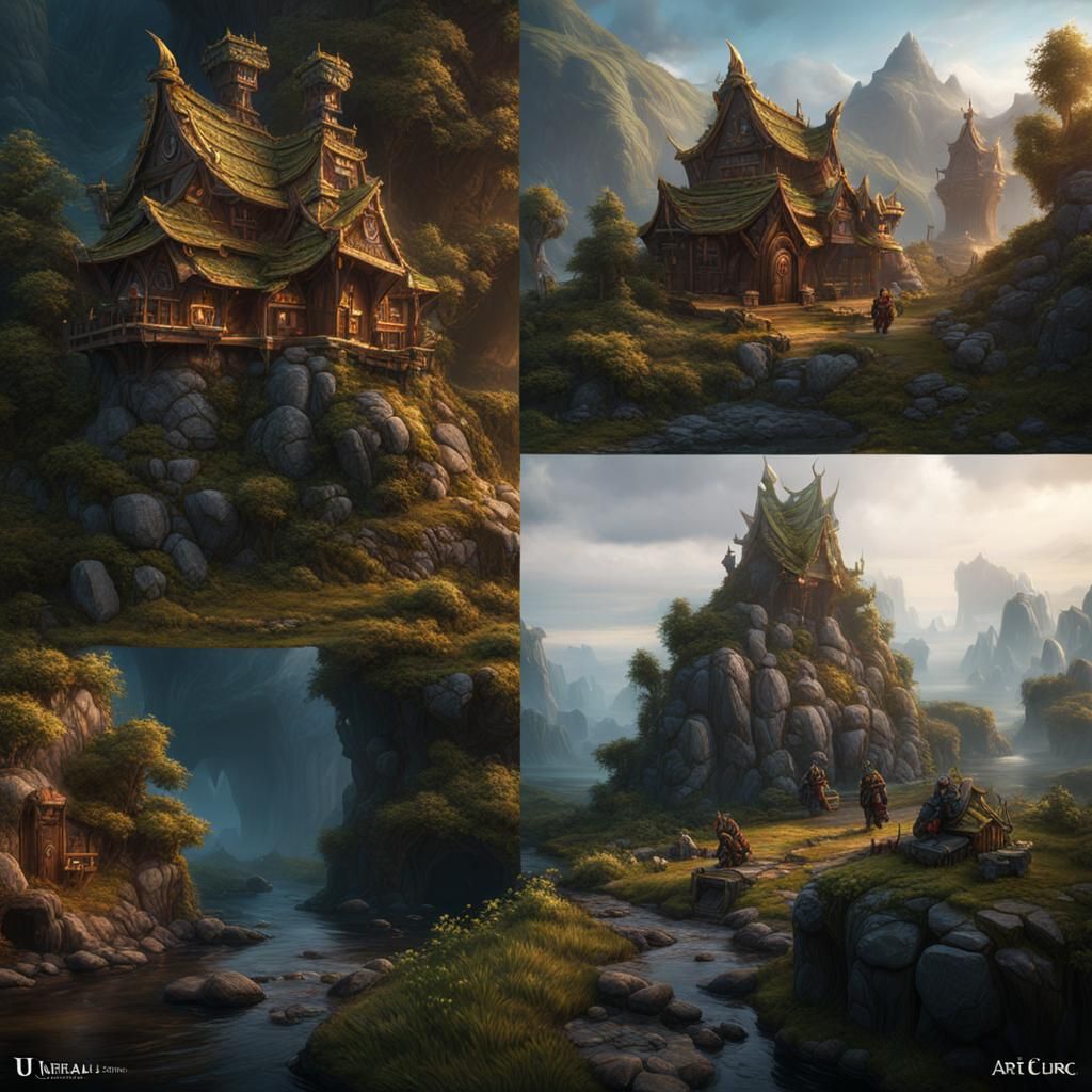 Dwarf Druid in Detailed Matte Painting Style