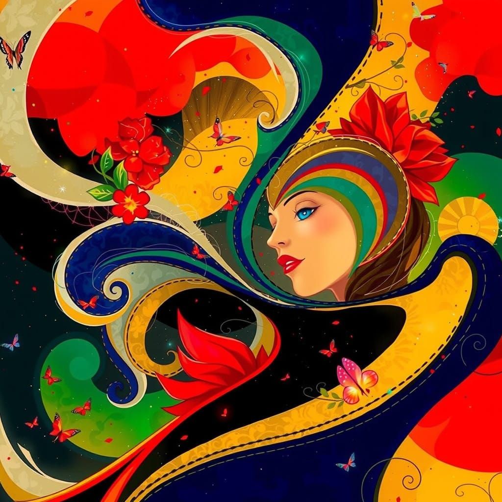 Ethereal Garden Beauty with Vibrant Flowers and Warm Sunligh...