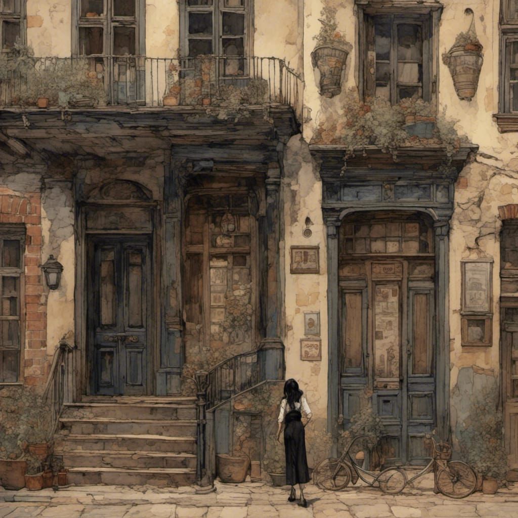 1930s Street Scene with Woman in Distress