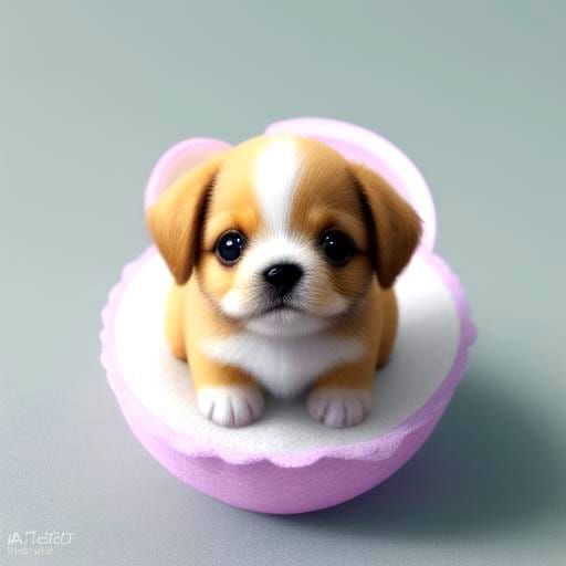 Cute Puppy Inside a Rose, 3D Render