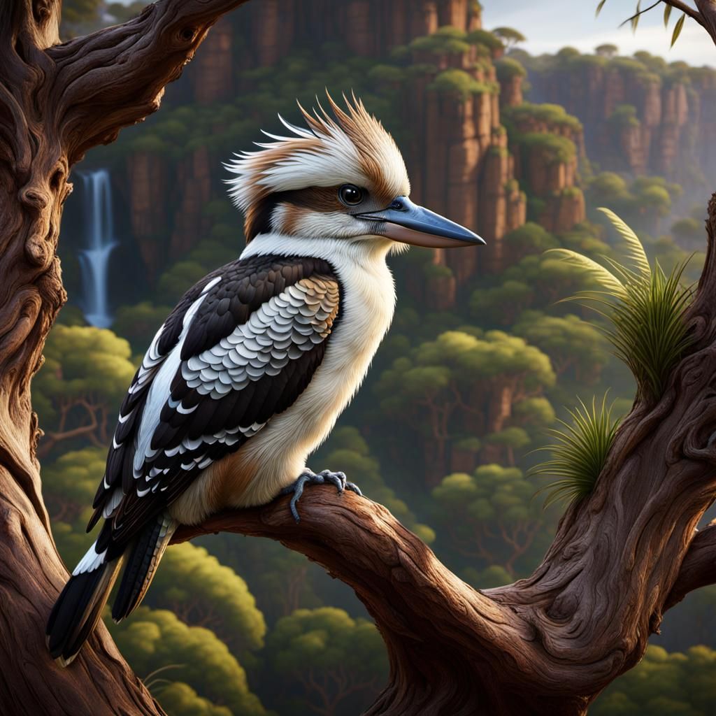 Kookaburra in Australian Landscape: Fantasy Concept Art