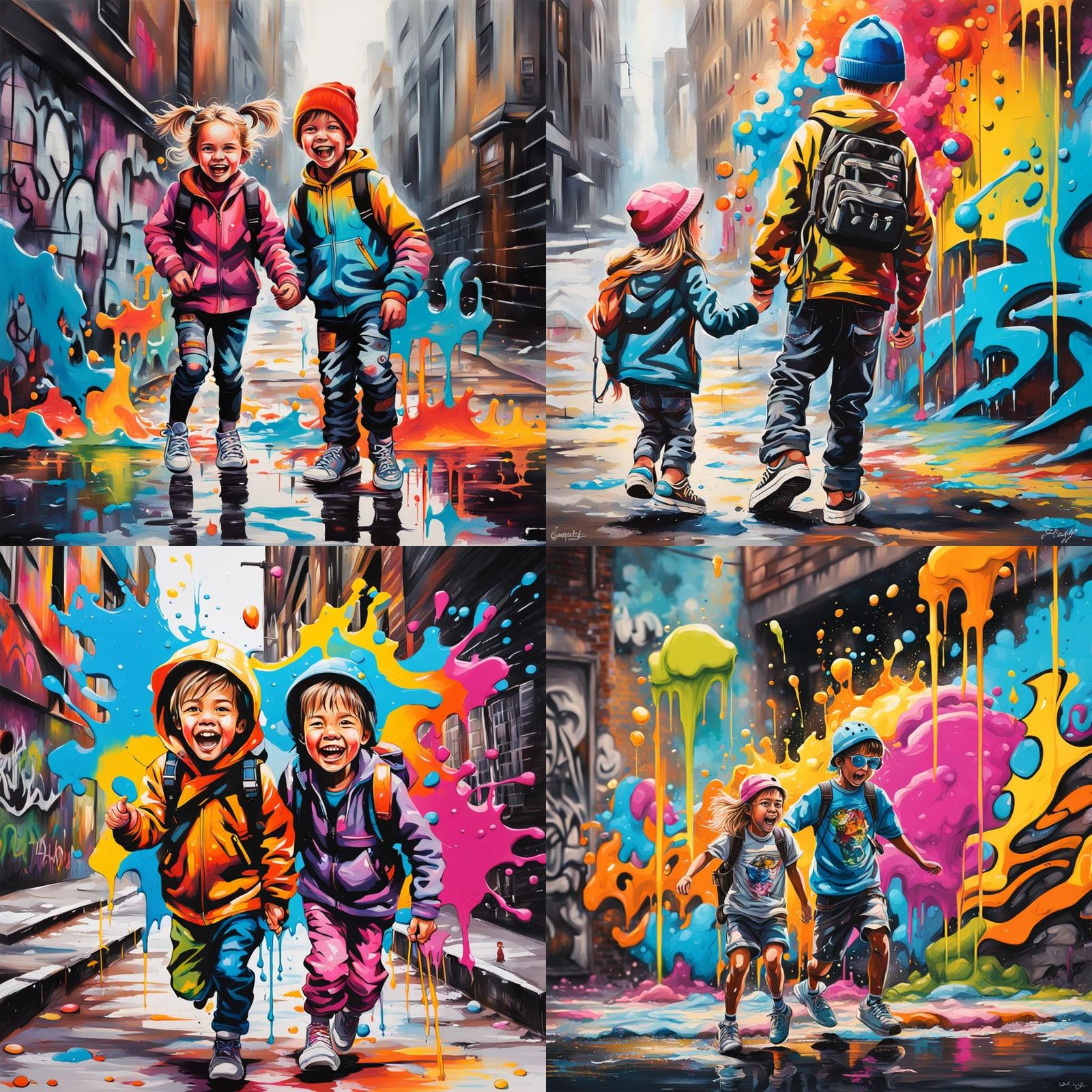 Brother and Sister's Colorful Graffiti Adventure