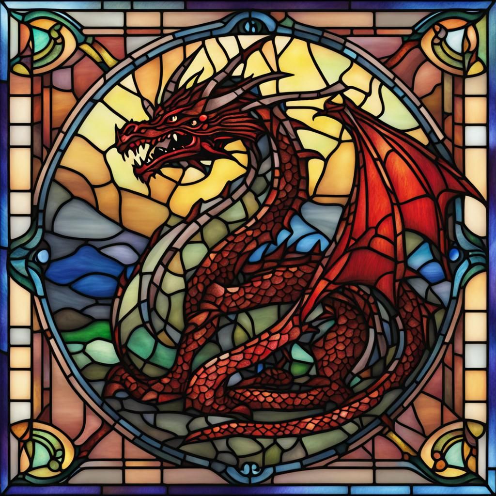 Stained Glass Dragon Art