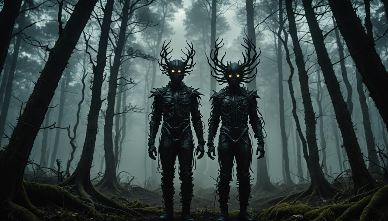 Eerie Glowing Mask in Dark Fantasy Forest