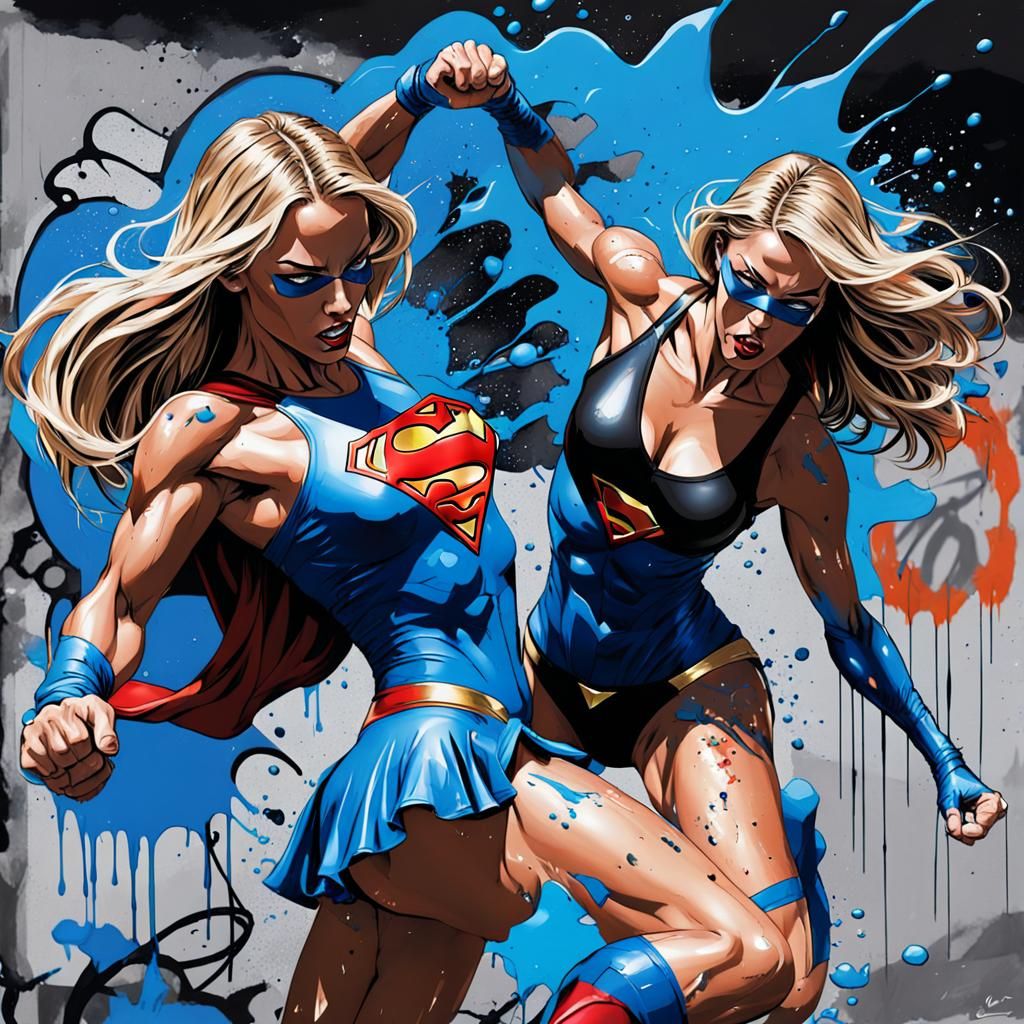 Supergirl Sparring: Graffiti Art Style