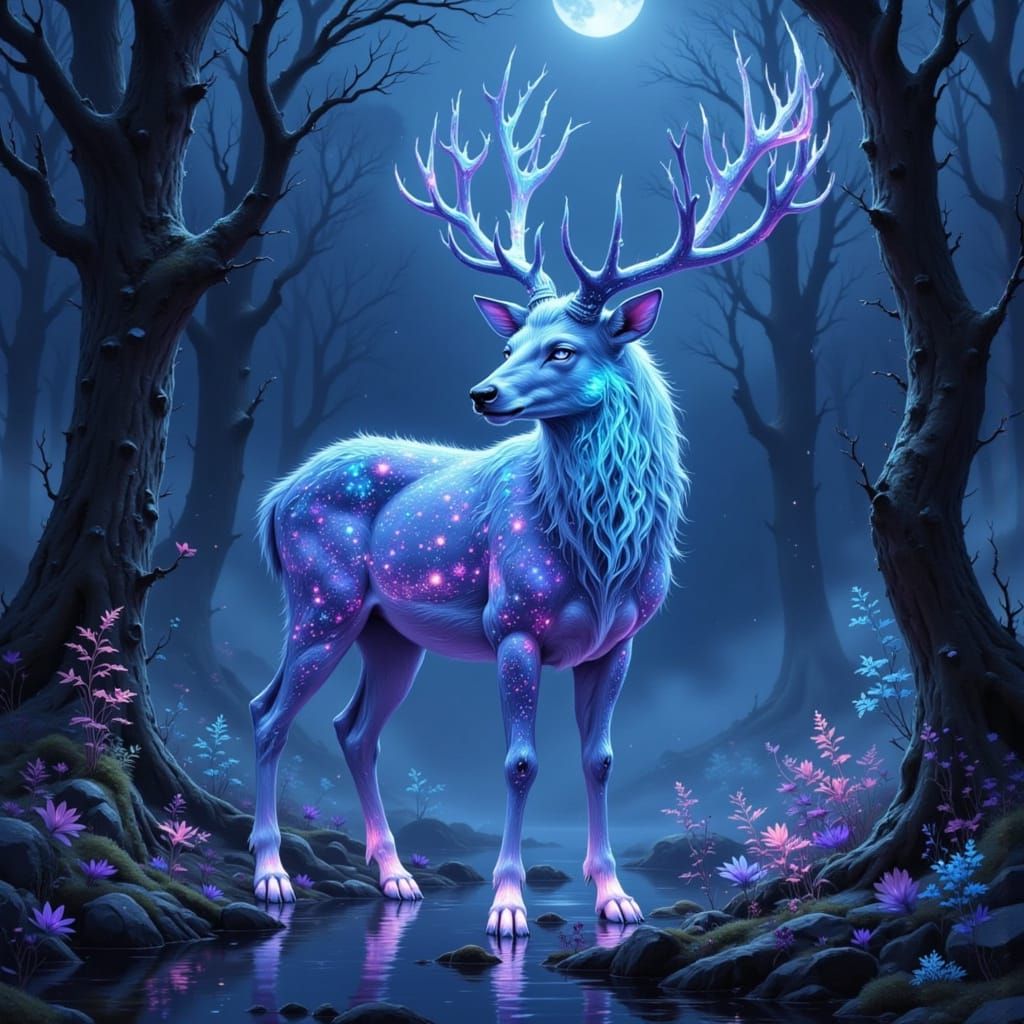 Majestic Lumin-Deer in Amethyst Antlers