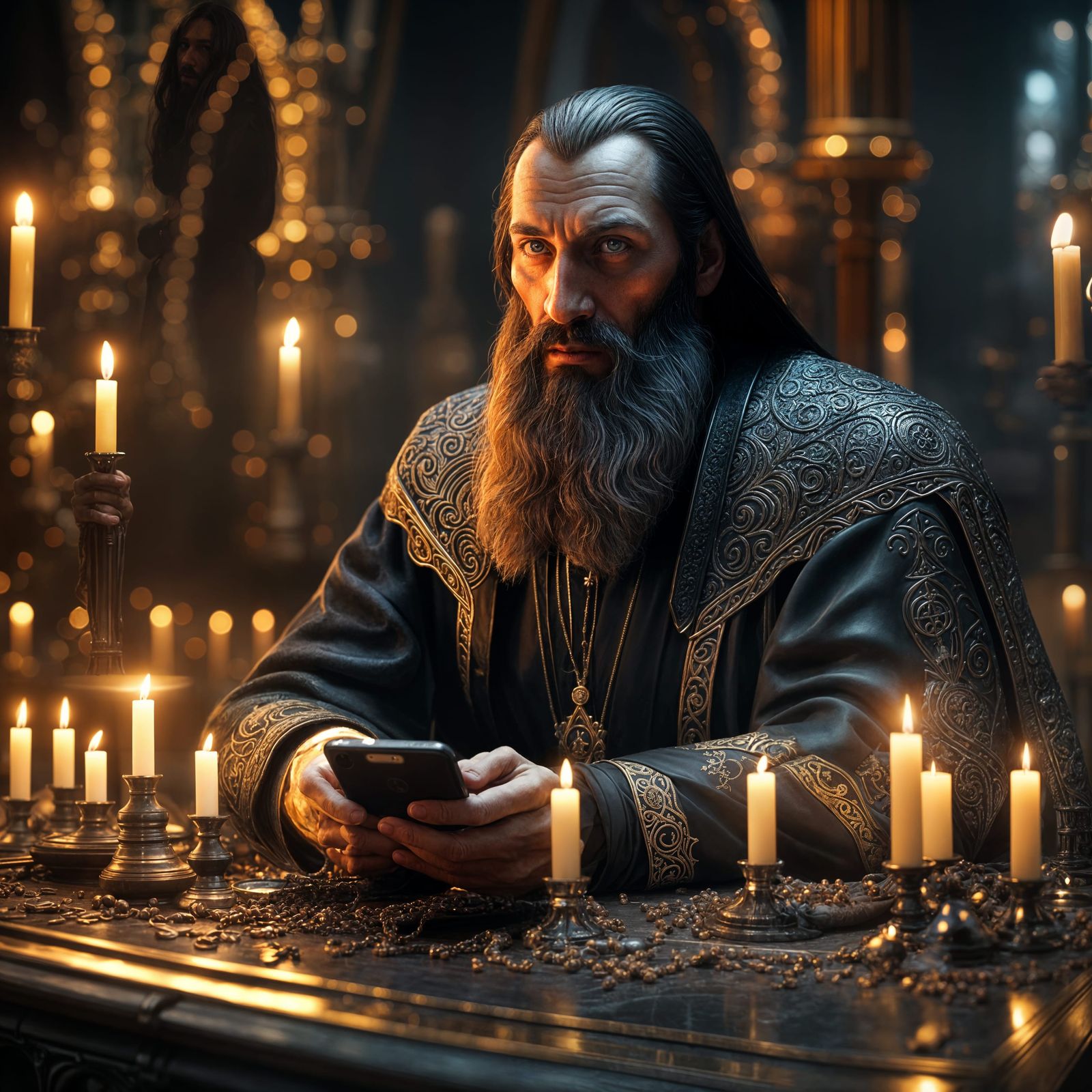 Hyperrealistic Rasputin Portrait in Sci-Fi Style