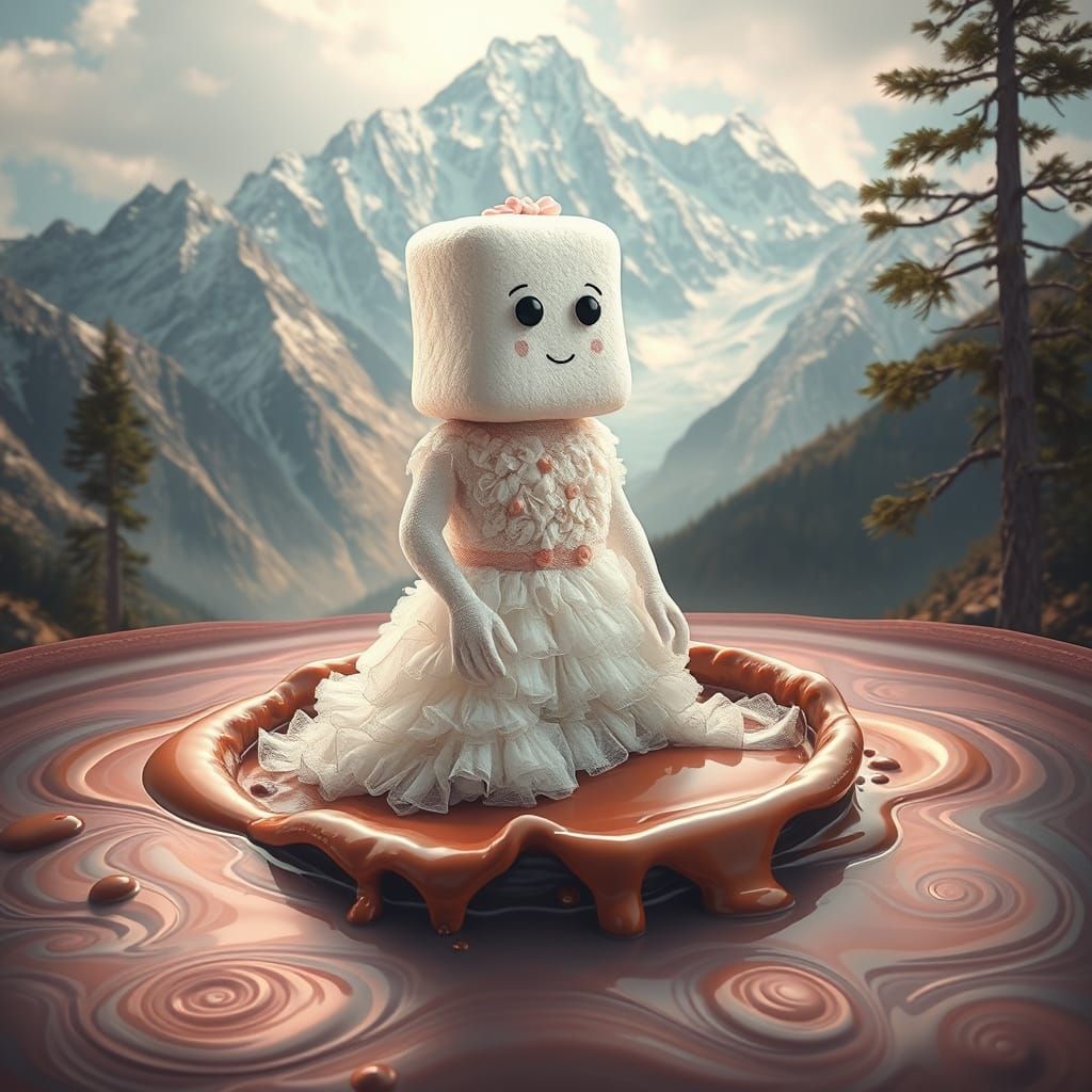 Marshmallow Bride in Chocolate Fondue Dreamscape