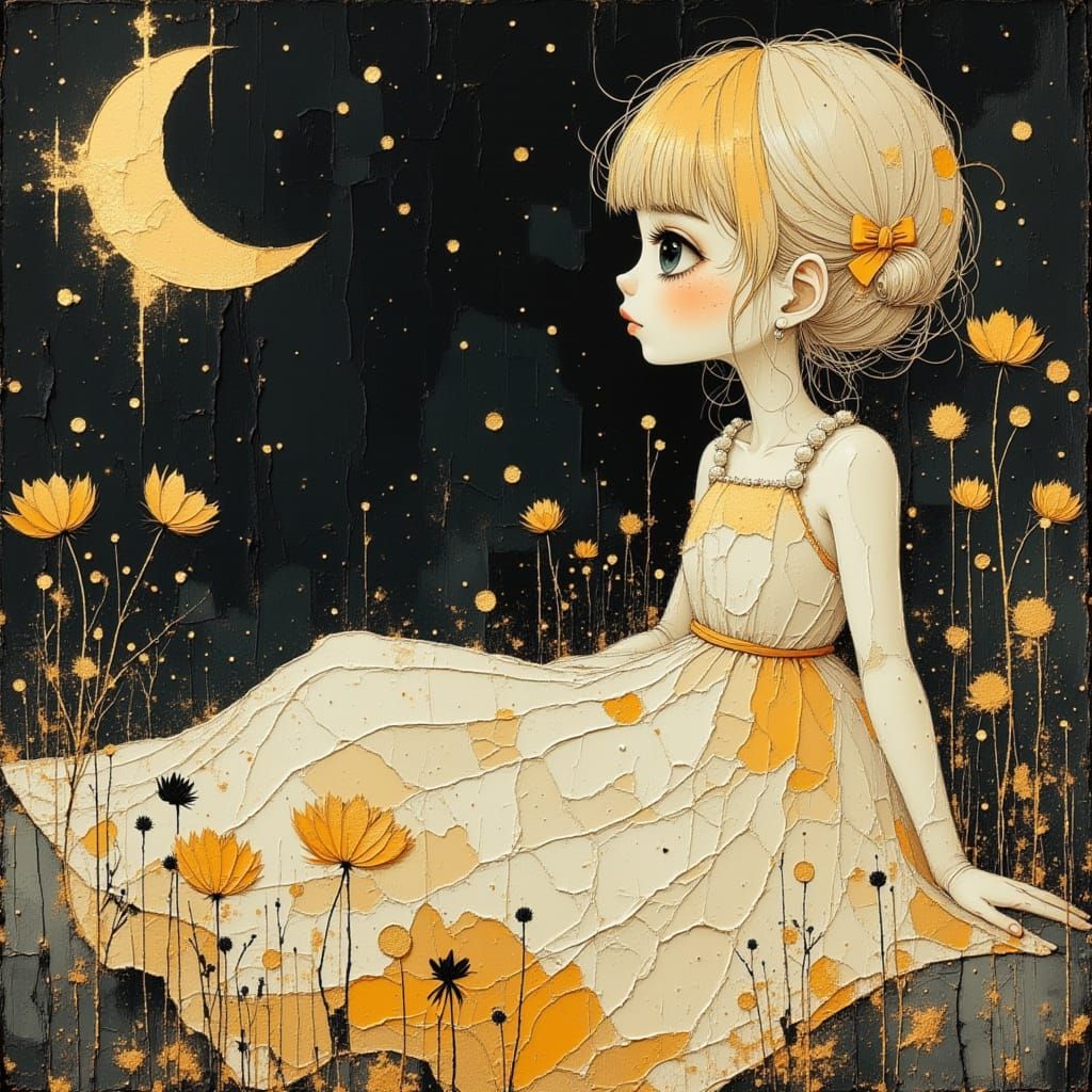 Young Girl in Nightgown in Dreamy Style